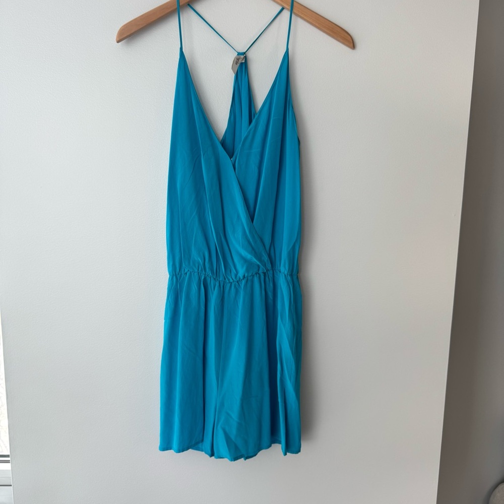 Spaghetti Strap Racerback Blue Romper Size Medium